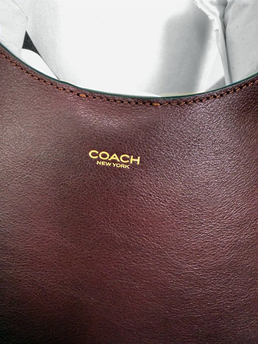 NWT COACH Brooklyn 28 Medium Leather Shoulder Bag Brass/Merlot - Picture 2 of 10